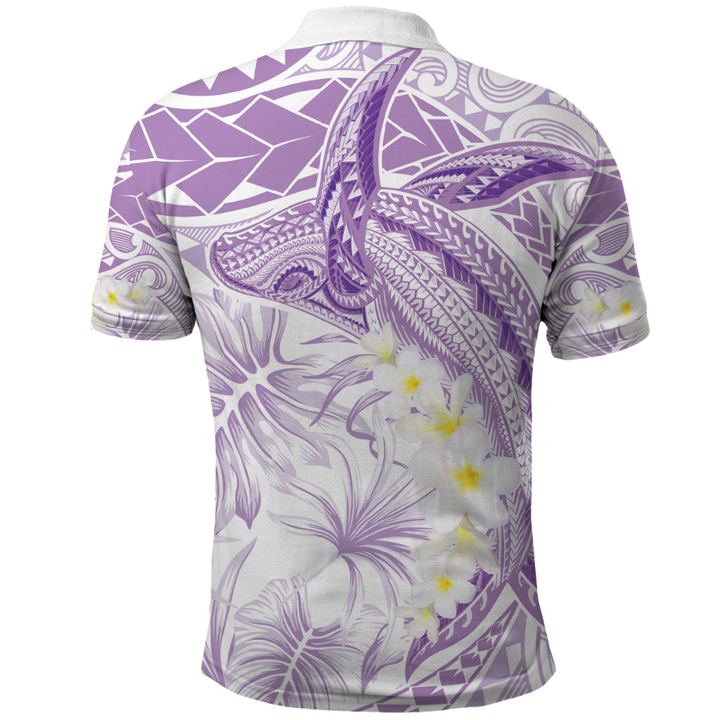 Polynesia Humpback Whale Polo Shirt Tropical Plumeria Lavender
