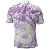 Polynesia Humpback Whale Polo Shirt Tropical Plumeria Lavender