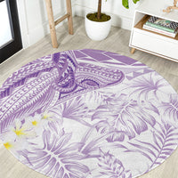 Polynesia Humpback Whale Round Carpet Tropical Plumeria Lavender LT7 Lavender - Polynesian Pride