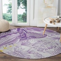 Polynesia Humpback Whale Round Carpet Tropical Plumeria Lavender LT7 - Polynesian Pride
