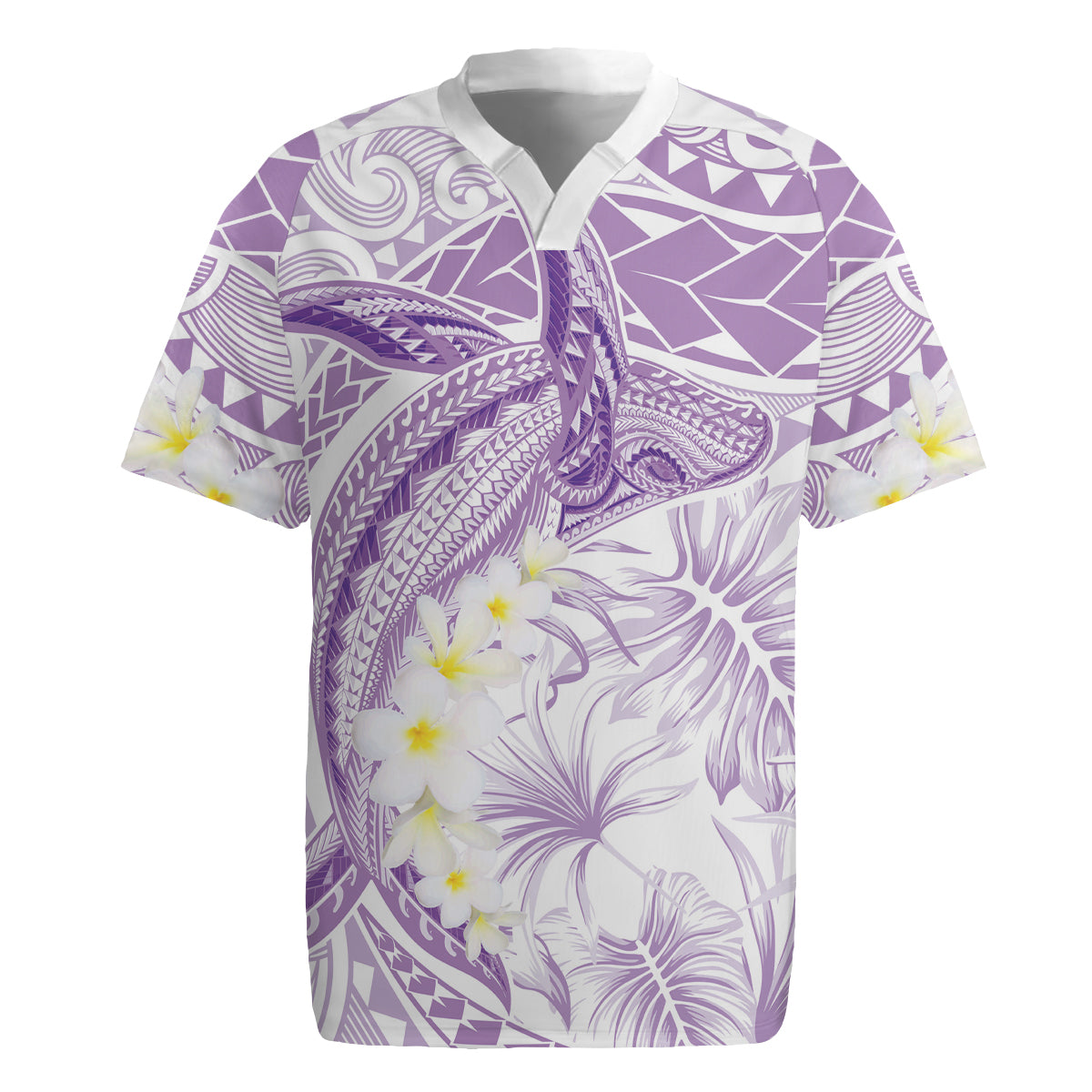 Polynesia Humpback Whale Rugby Jersey Tropical Plumeria Lavender LT7 Lavender - Polynesian Pride