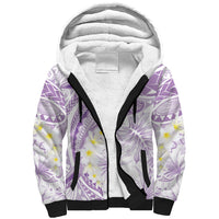Polynesia Humpback Whale Sherpa Hoodie Tropical Plumeria Lavender