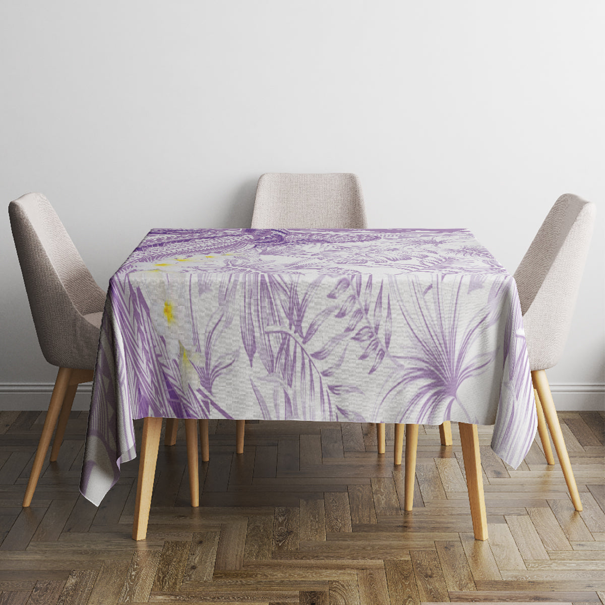 Polynesia Humpback Whale Tablecloth Tropical Plumeria Lavender