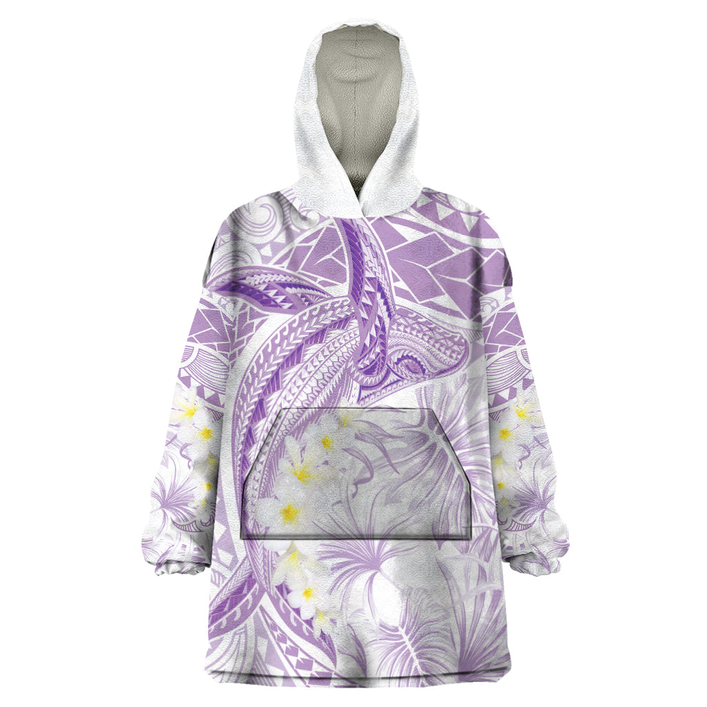 Polynesia Humpback Whale Wearable Blanket Hoodie Tropical Plumeria Lavender