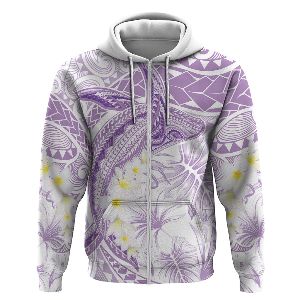 Polynesia Humpback Whale Zip Hoodie Tropical Plumeria Lavender LT7 Zip Hoodie Lavender - Polynesian Pride