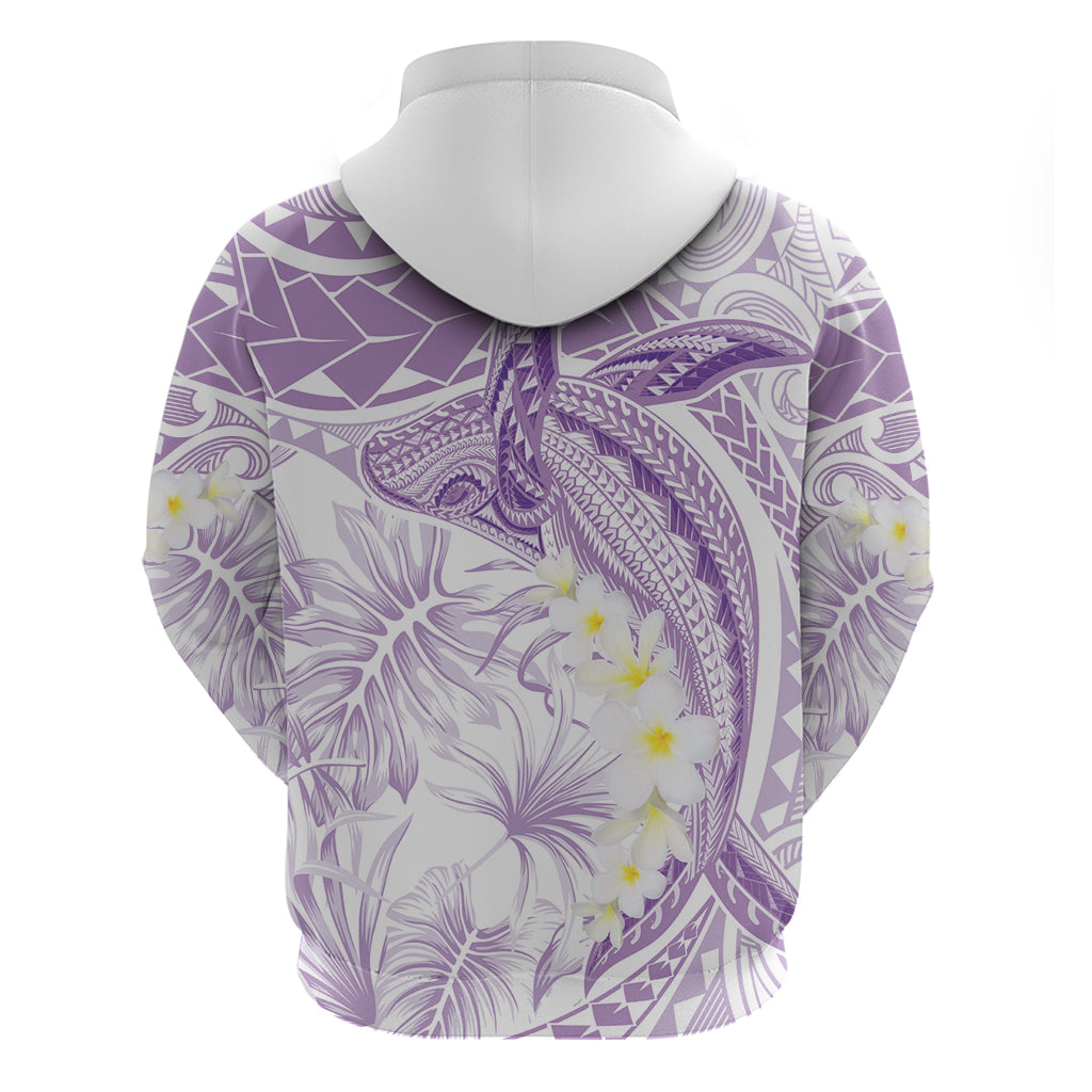 Polynesia Humpback Whale Zip Hoodie Tropical Plumeria Lavender LT7 - Polynesian Pride