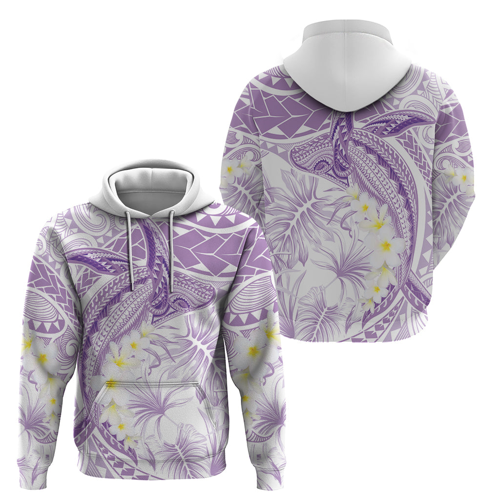 Polynesia Humpback Whale Zip Hoodie Tropical Plumeria Lavender LT7 - Polynesian Pride