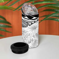 Polynesia Humpback Whale 4 in 1 Can Cooler Tumbler Tropical Plumeria Charcoal