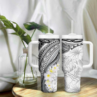 Polynesia Humpback Whale Tumbler With Handle Tropical Plumeria Charcoal