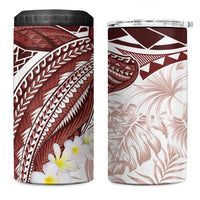 Polynesia Humpback Whale 4 in 1 Can Cooler Tumbler Tropical Plumeria Oxblood