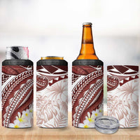 Polynesia Humpback Whale 4 in 1 Can Cooler Tumbler Tropical Plumeria Oxblood