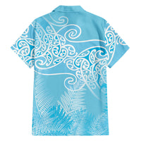 Aotearoa Maori Koru Curves Family Matching Summer Maxi Dress and Hawaiian Shirt Silver Ferns - Turquoise LT7 - Polynesian Pride