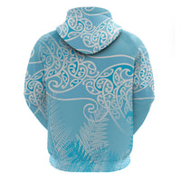 Aotearoa Maori Koru Curves Hoodie Silver Ferns - Turquoise LT7 - Polynesian Pride