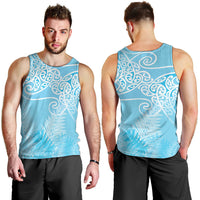 Aotearoa Maori Koru Curves Men Tank Top Silver Ferns - Turquoise LT7 - Polynesian Pride