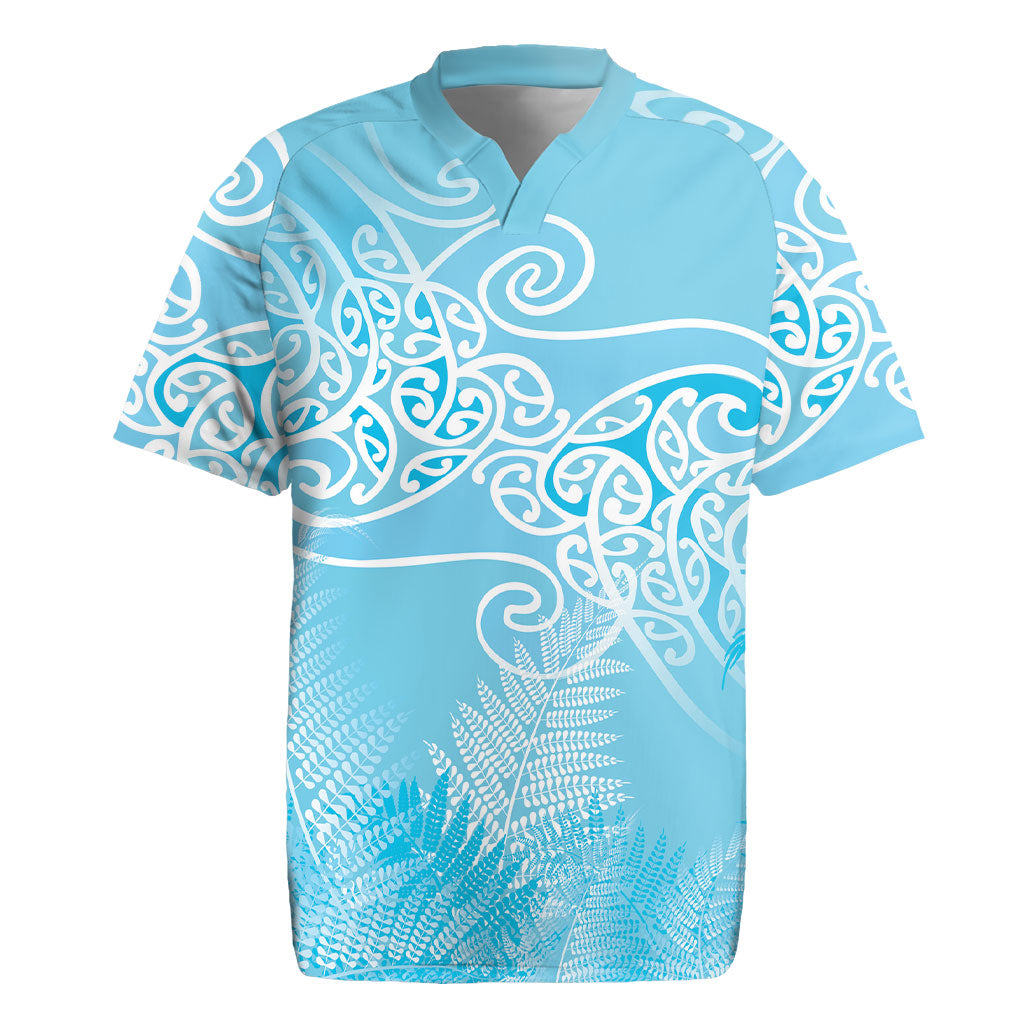 Aotearoa Maori Koru Curves Rugby Jersey Silver Ferns - Turquoise LT7 Turquoise - Polynesian Pride