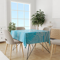 Aotearoa Maori Koru Curves Tablecloth Silver Ferns - Turquoise LT7 - Polynesian Pride