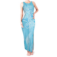 Aotearoa Maori Koru Curves Tank Maxi Dress Silver Ferns - Turquoise LT7 Women Turquoise - Polynesian Pride