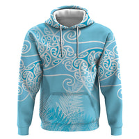 Aotearoa Maori Koru Curves Zip Hoodie Silver Ferns - Turquoise LT7 Pullover Hoodie Turquoise - Polynesian Pride