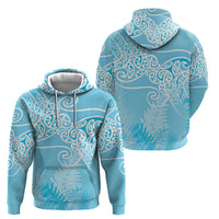 Aotearoa Maori Koru Curves Zip Hoodie Silver Ferns - Turquoise LT7 - Polynesian Pride
