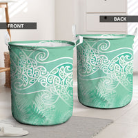 Aotearoa Maori Koru Curves Laundry Basket Silver Ferns - Mint LT7 - Polynesian Pride