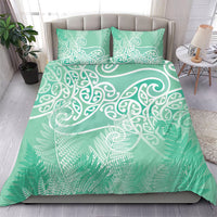 Aotearoa Maori Koru Curves Bedding Set Silver Ferns - Mint LT7 - Polynesian Pride