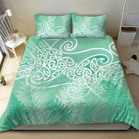 Aotearoa Maori Koru Curves Bedding Set Silver Ferns - Mint LT7 - Polynesian Pride
