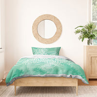 Aotearoa Maori Koru Curves Bedding Set Silver Ferns - Mint LT7 - Polynesian Pride