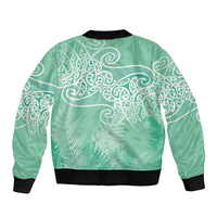Aotearoa Maori Koru Curves Bomber Jacket Silver Ferns - Mint LT7 - Polynesian Pride