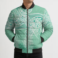 Aotearoa Maori Koru Curves Bomber Puffer Jacket Silver Ferns - Mint LT7 - Polynesian Pride