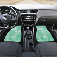 Aotearoa Maori Koru Curves Car Mats Silver Ferns - Mint LT7 Set 2pcs - Front Mint Green - Polynesian Pride