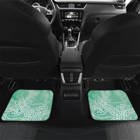 Aotearoa Maori Koru Curves Car Mats Silver Ferns - Mint LT7 Set 2pcs - Back Mint Green - Polynesian Pride