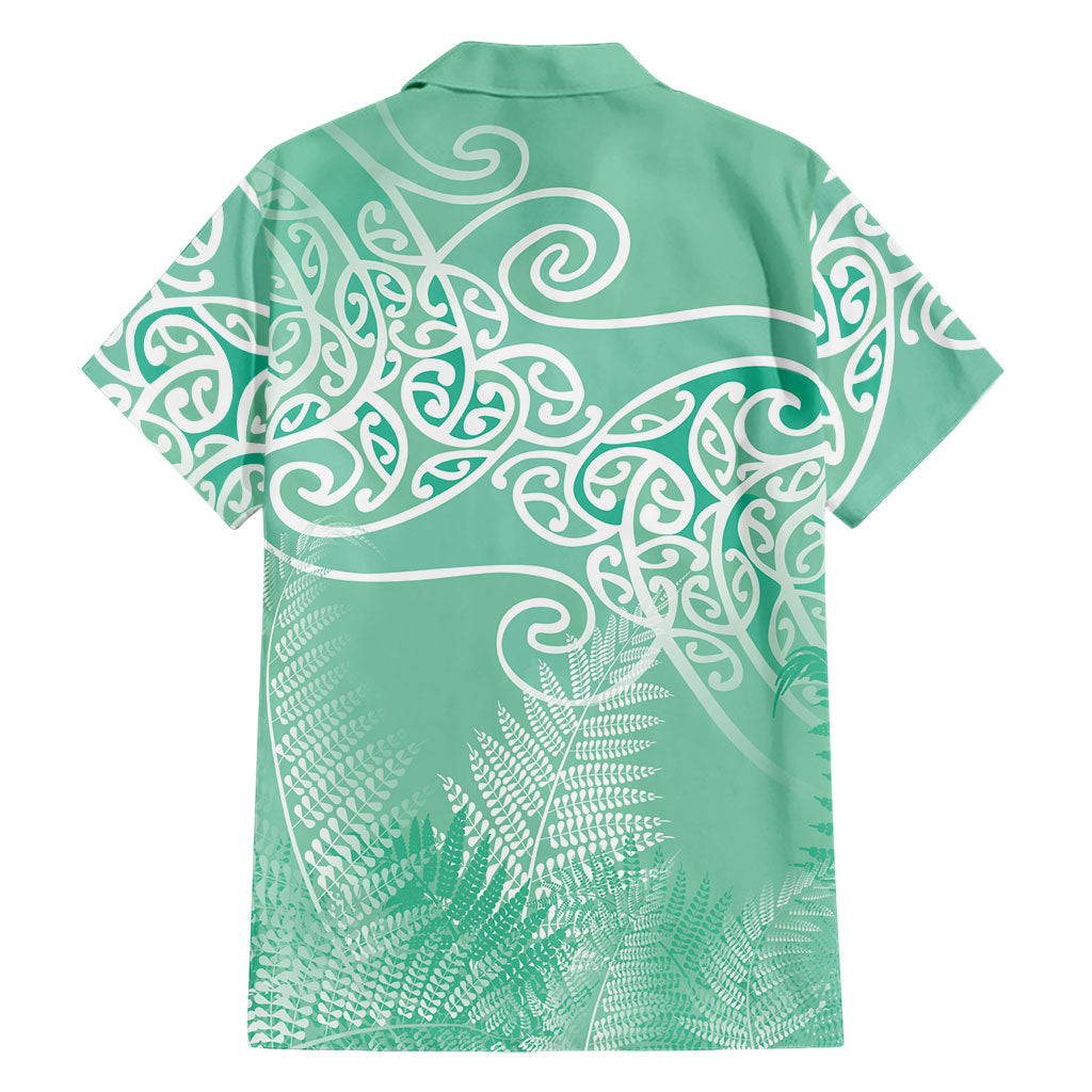 Aotearoa Maori Koru Curves Family Matching Puletasi and Hawaiian Shirt Silver Ferns - Mint LT7 - Polynesian Pride