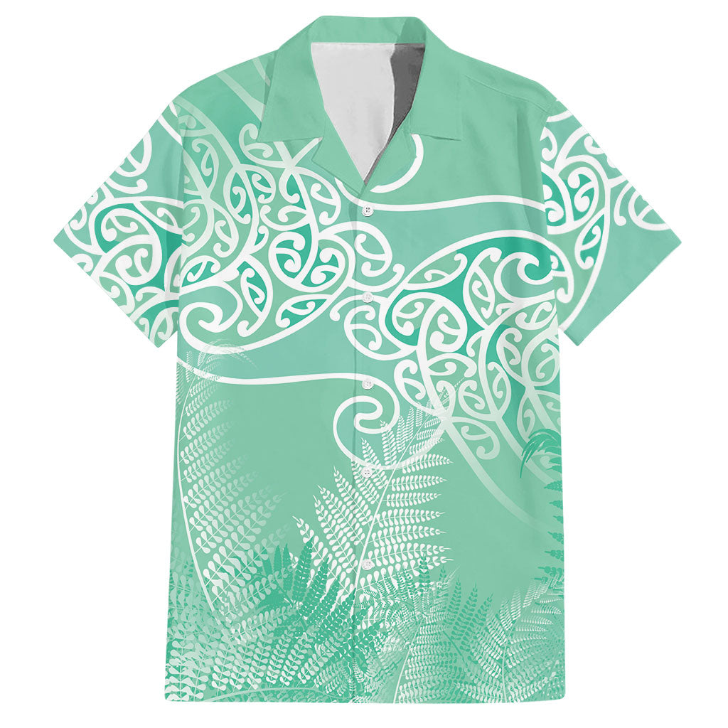 Aotearoa Maori Koru Curves Hawaiian Shirt Silver Ferns - Mint LT7 Mint Green - Polynesian Pride