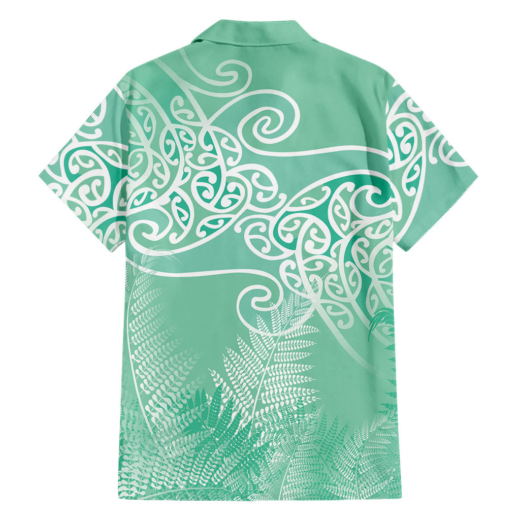 Aotearoa Maori Koru Curves Hawaiian Shirt Silver Ferns - Mint LT7 - Polynesian Pride