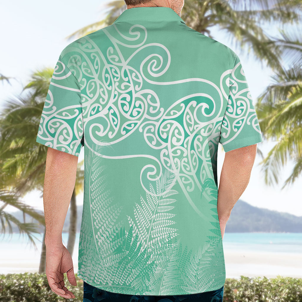 Aotearoa Maori Koru Curves Hawaiian Shirt Silver Ferns - Mint LT7 - Polynesian Pride