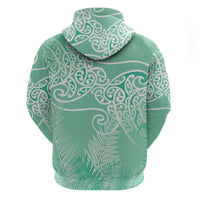 Aotearoa Maori Koru Curves Hoodie Silver Ferns - Mint LT7 - Polynesian Pride