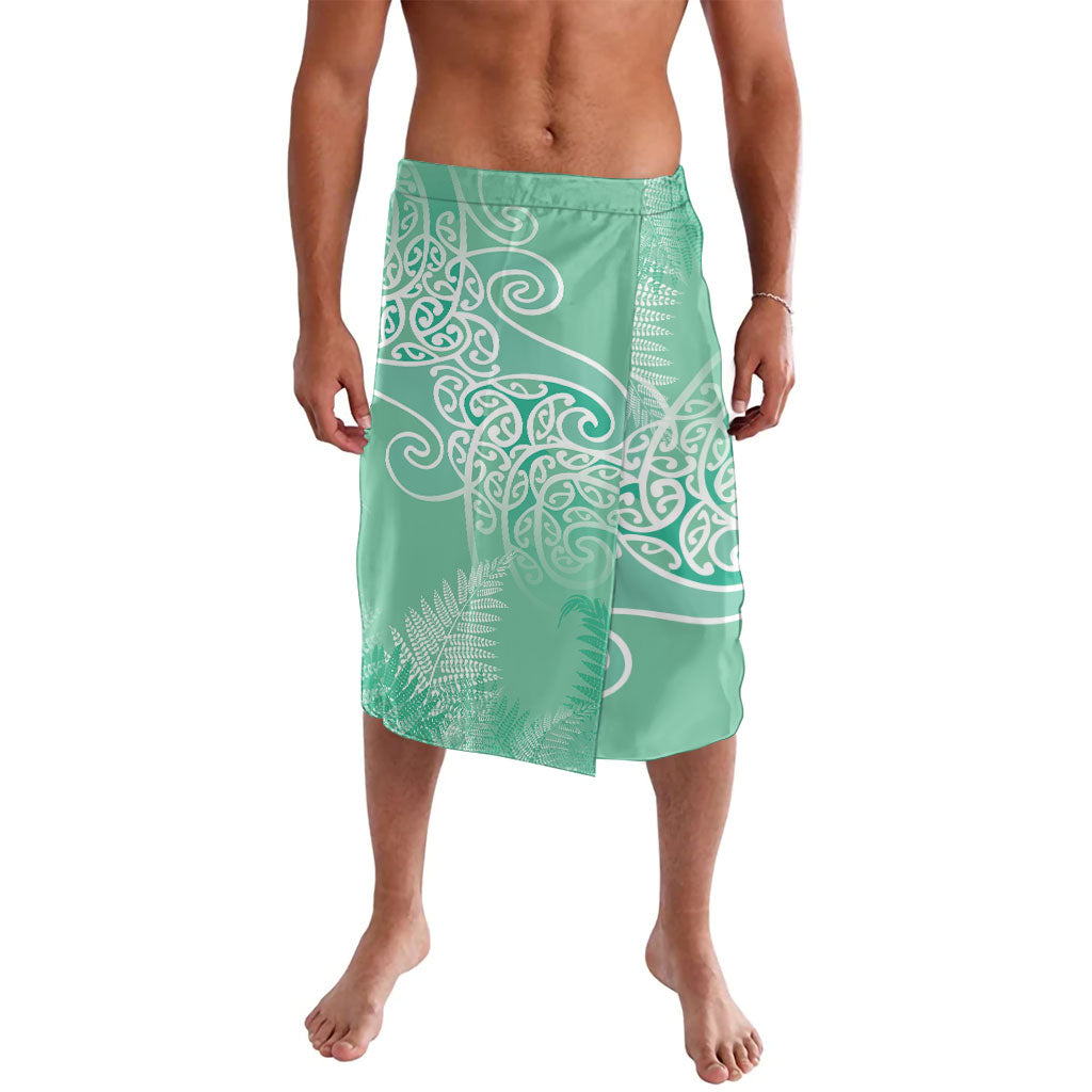 Aotearoa Maori Koru Curves Lavalava Silver Ferns - Mint LT7 Mint Green - Polynesian Pride