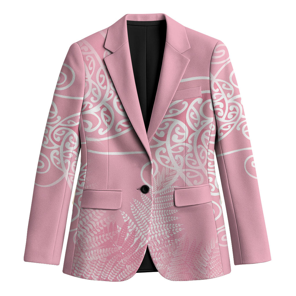 Aotearoa Maori Koru Curves Blazer Silver Ferns - Rose Pink