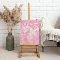 Aotearoa Maori Koru Curves Canvas Wall Art Silver Ferns - Rose Pink LT7 - Polynesian Pride