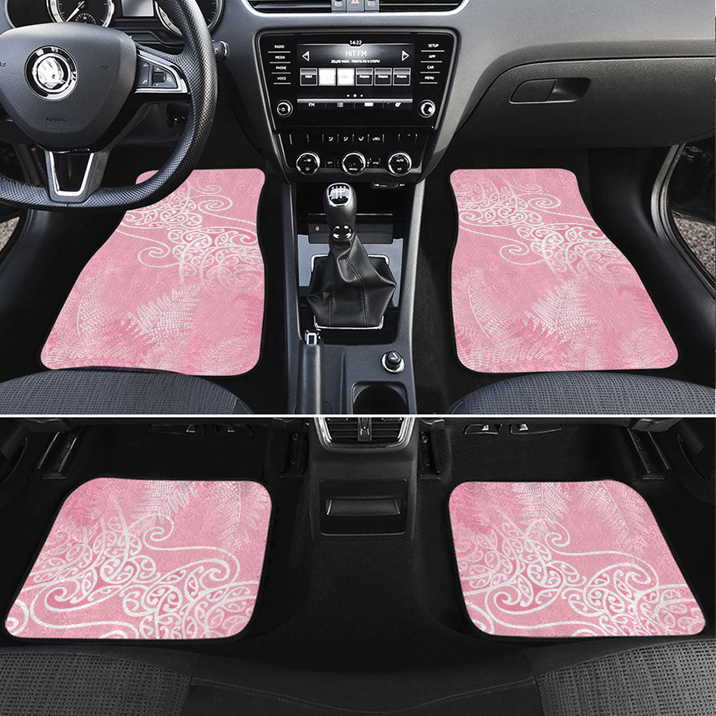 Aotearoa Maori Koru Curves Car Mats Silver Ferns - Rose Pink
