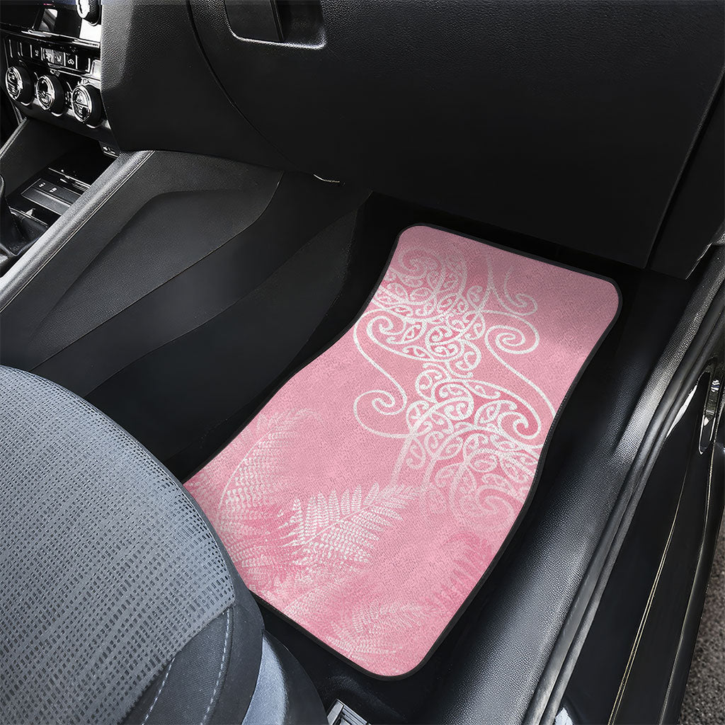 Aotearoa Maori Koru Curves Car Mats Silver Ferns - Rose Pink LT7 - Polynesian Pride