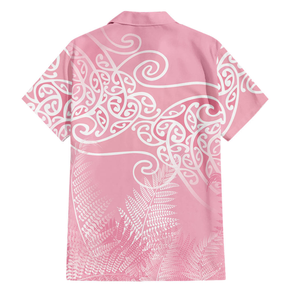 Aotearoa Maori Koru Curves Family Matching Mermaid Dress and Hawaiian Shirt Silver Ferns - Rose Pink LT7 - Polynesian Pride