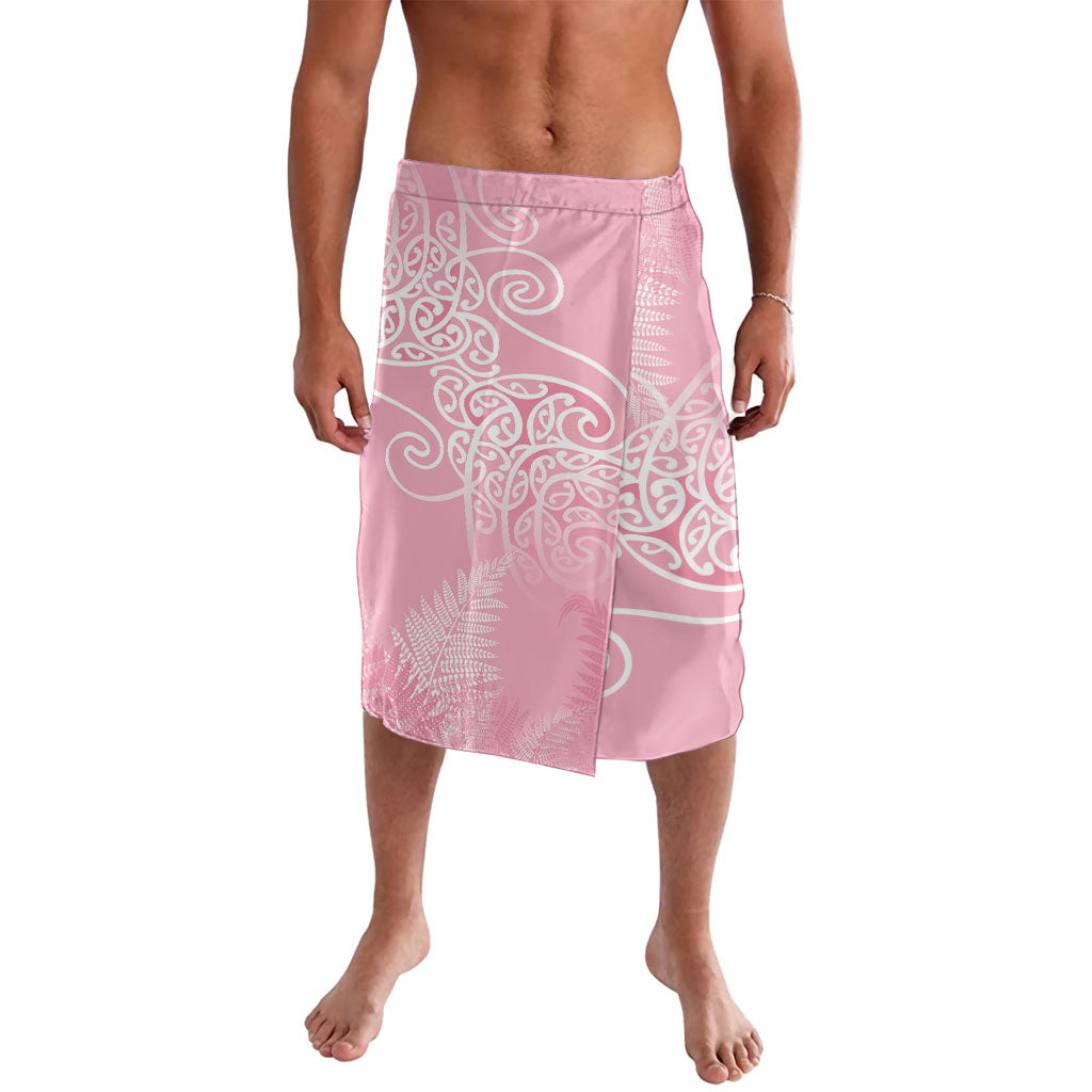 Aotearoa Maori Koru Curves Lavalava Silver Ferns - Rose Pink LT7 Pink - Polynesian Pride