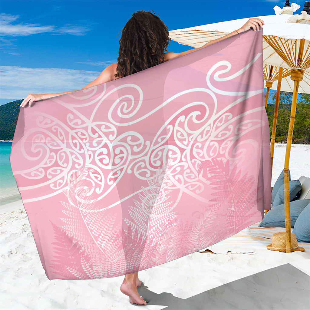 Aotearoa Maori Koru Curves Sarong Silver Ferns - Rose Pink LT7 One Size 44 x 66 inches Pink - Polynesian Pride