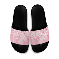 Aotearoa Maori Koru Curves Slide Sandals Silver Ferns - Rose Pink LT7 Pink - Polynesian Pride