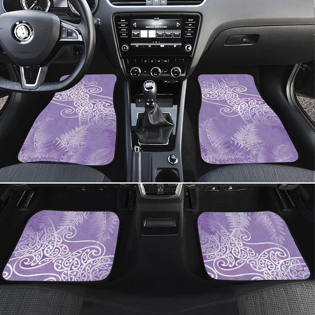 Aotearoa Maori Koru Curves Car Mats Silver Ferns - Amethyst