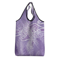 Aotearoa Maori Koru Curves Grocery Bag Silver Ferns - Amethyst LT7 - Polynesian Pride