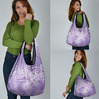 Aotearoa Maori Koru Curves Grocery Bag Silver Ferns - Amethyst LT7 - Polynesian Pride