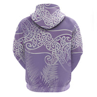 Aotearoa Maori Koru Curves Hoodie Silver Ferns - Amethyst LT7 - Polynesian Pride
