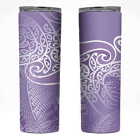 Aotearoa Maori Koru Curves Skinny Tumbler Silver Ferns - Amethyst LT7 Purple - Polynesian Pride